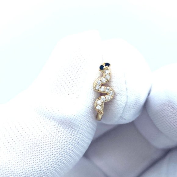 CZ Snake 24 KT Gold Plated Nose Cuff Fake Nose Rings No Piercing Jewelry - Picture 4 of 5